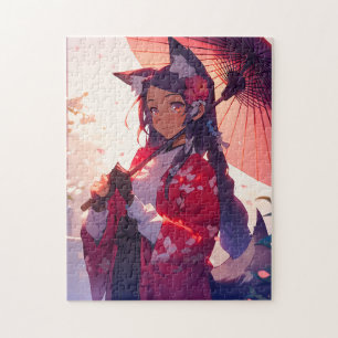 Quebra-cabeça Anime Kitsune Girl Cute Fox Fantasy Art