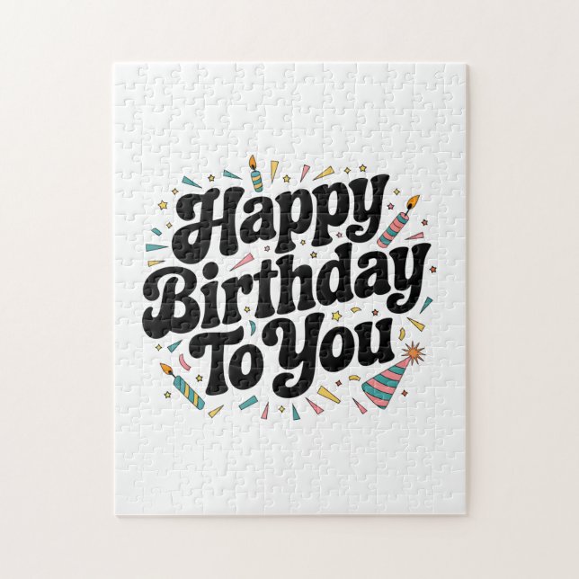 Quebra-cabeça Aniversário Confetes Retrô (Vertical)