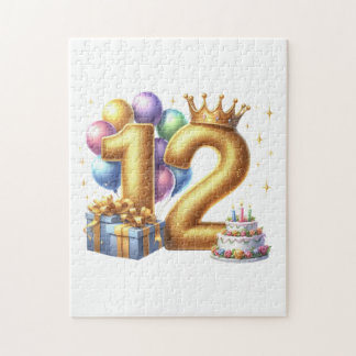 Quebra-cabeça Aniversário de 12 anos dourado