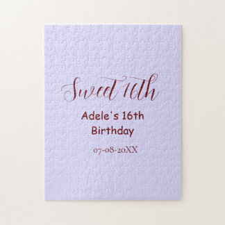 Quebra-cabeça Aniversário de 16 anos doce nome roxo pastel retro
