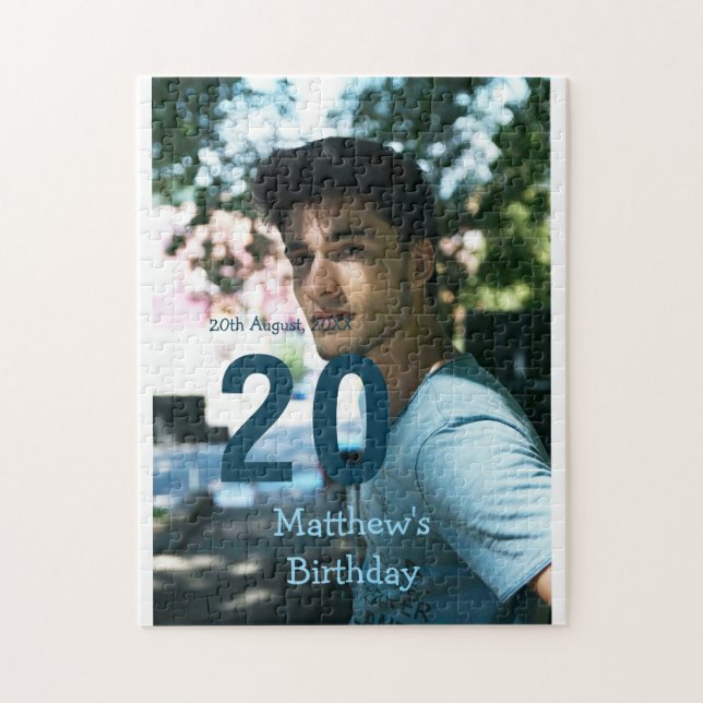 Quebra-cabeça aniversário de 20 anos adicionar nome foto data ho (Vertical)