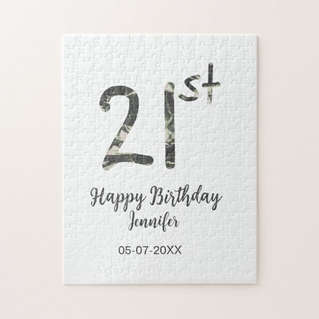 Quebra-cabeça aniversário de 21 anos adiciona nome data ano mode (Vertical)