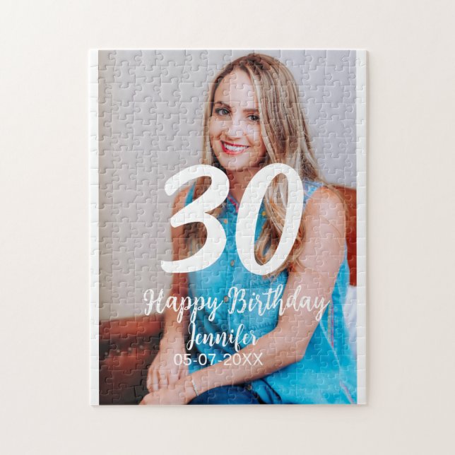 Quebra-cabeça aniversário de 30 anos adiciona nome data ano ano  (Vertical)