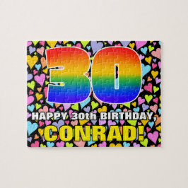 Quebra-cabeça aniversário de 30 anos — Formas de Coração Diverti