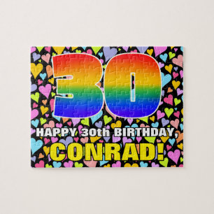 Quebra-cabeça aniversário de 30 anos — Formas de Coração Diverti