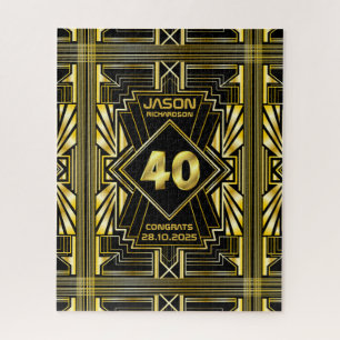Quebra-cabeça aniversário de 40 anos Art Deco Dourado Excelente