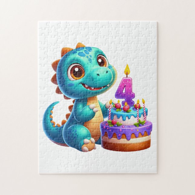 Quebra-cabeça Aniversário de 4 anos do Dino (Vertical)