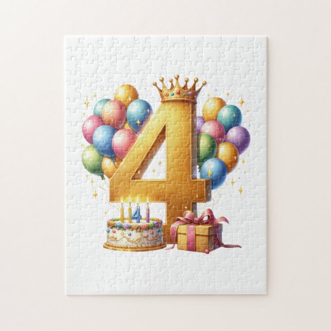 Quebra-cabeça Aniversário de 4 anos dourado (Vertical)