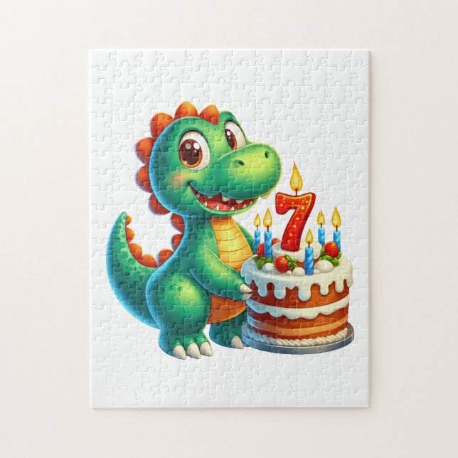 Quebra-cabeça Aniversário de 7 anos do Dino (Vertical)