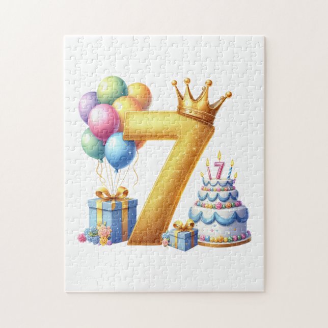 Quebra-cabeça Aniversário de 7 anos dourado (Vertical)