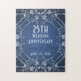 Quebra-cabeça Aniversário de Casamento de Silver e Azul Clássico