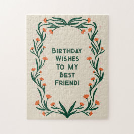 Quebra-cabeça Aniversário Deseja Frame Floral Elegante