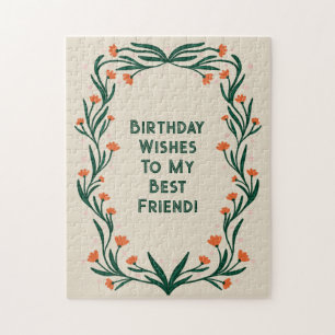 Quebra-cabeça Aniversário Deseja Frame Floral Elegante