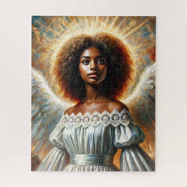 Quebra-cabeça Anjo Afro-Americano Com Halo (Vertical)