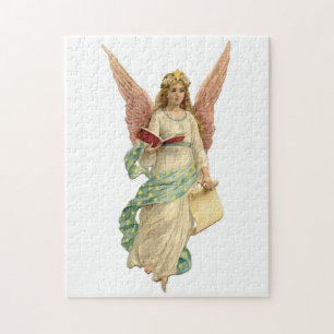 Quebra-cabeça Anjo do natal vintage com livro