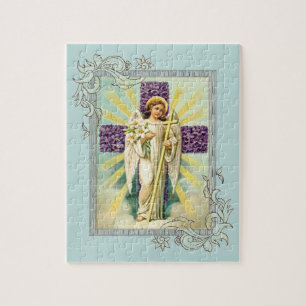 Quebra-cabeça Anjo do vintage com cruz roxa
