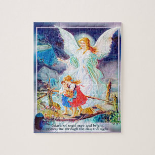 Quebra-cabeça Anjo Guardião, Crianças, Ponte e Poema