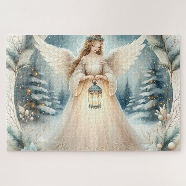 Quebra-cabeça Anjo Lanterna Celestial de Inverno da Esperança (Horizontal)