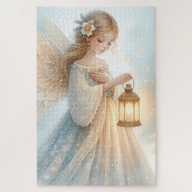 Quebra-cabeça Anjo Lanterna Celestial de Inverno de Conforto (Vertical)