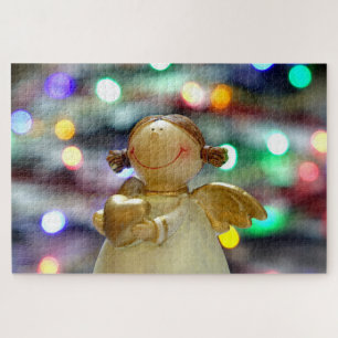 Quebra-cabeça Anjo Natal Segurando um Coração de Amor