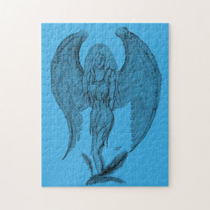 Quebra-cabeça Anjo preto e design azul