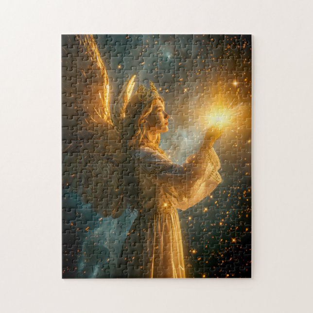 Quebra-cabeça Anjo segurando uma estrela radiante (Vertical)