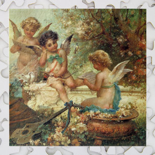 Quebra-cabeça Anjos Músicos de Hans Zatzka, Arte Fino Vitoriano