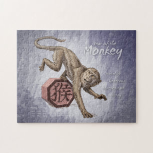 Quebra-cabeça Ano da arte chinesa do zodíaco do macaco