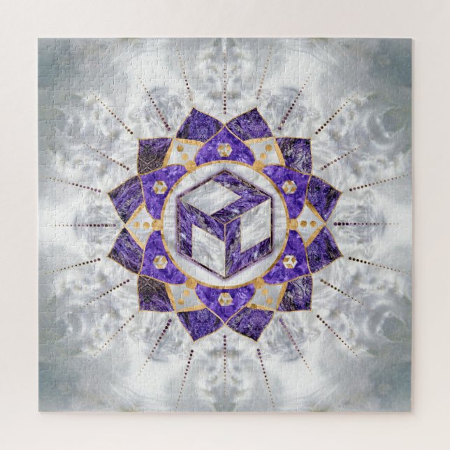 Quebra-cabeça Antahkarana em Lotus Mandala- Ametist e Pearl (Vertical)