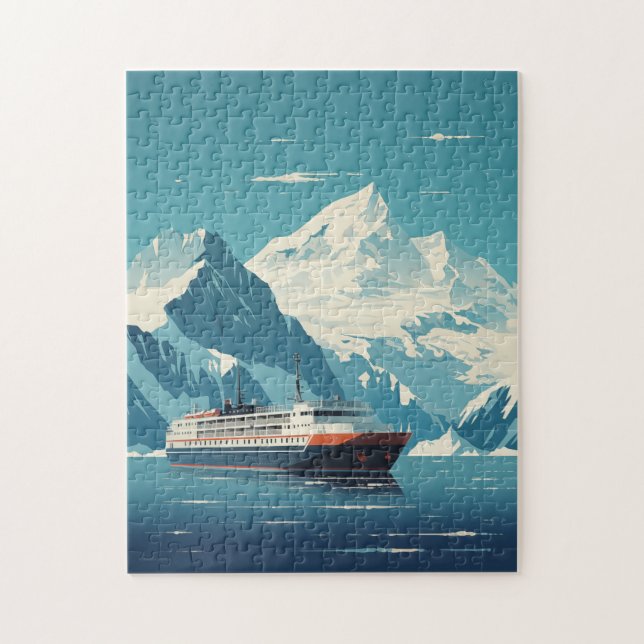 Quebra-cabeça Antártica Iceberg e Poster de viagens Retroativo d (Vertical)
