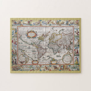 Quebra-cabeça antigo do mapa do mundo