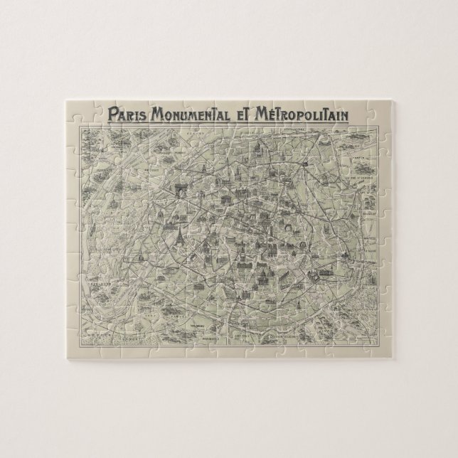 Quebra-cabeça Antigo Mapa De Paris (Horizontal)