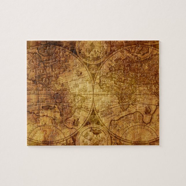 Quebra-cabeça Antigo Mapa do Mundo Antigo Histórico (Horizontal)