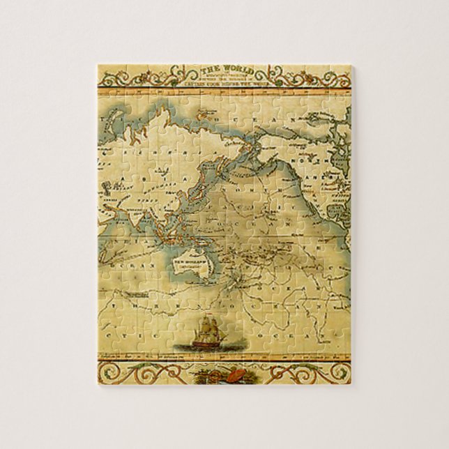 Quebra-cabeça Antigo Mapa Mundial Antiquado (Vertical)