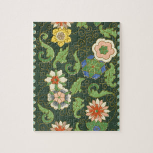 Quebra-cabeça Antigo Padrão Chinês de Cloisonné: Jade Verde