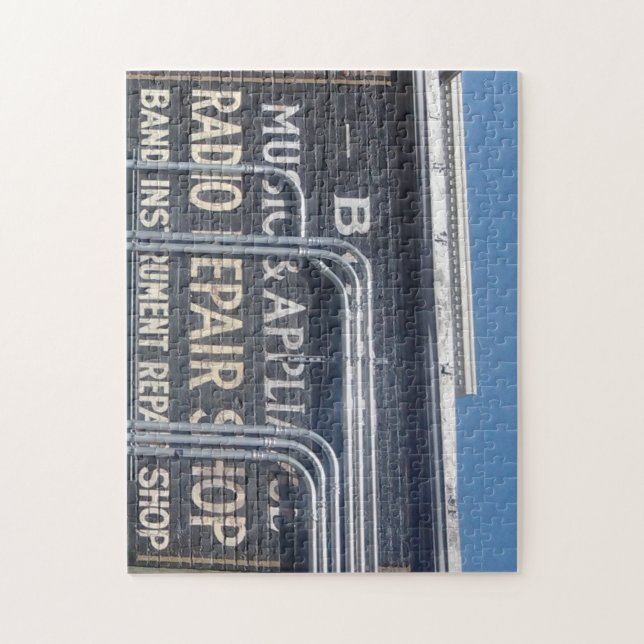 Quebra-cabeça antigo sinal de empresa pintado (Vertical)