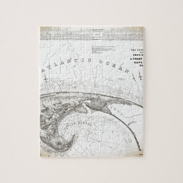 Quebra-cabeça Antigo Vintage Provincetown Cape Cod Map (Vertical)