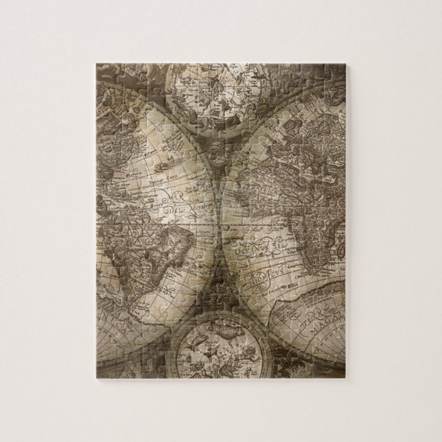 Quebra-cabeça Antigos Continentes de Mapa do Atlas do Velho Mund (Vertical)