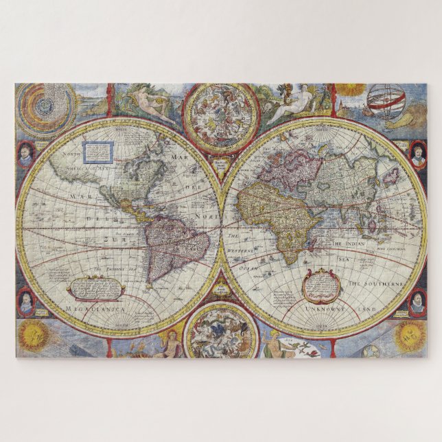 Quebra-cabeça Antigos Continentes de Mapa do Atlas do Velho Mund (Horizontal)