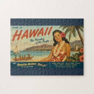 Quebra-cabeça Anúncio de Viagem Havaiano em Estilo Vintage