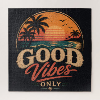 Quebra-cabeça Apenas Boas Vibrações Design Retro Pôr do Sol
