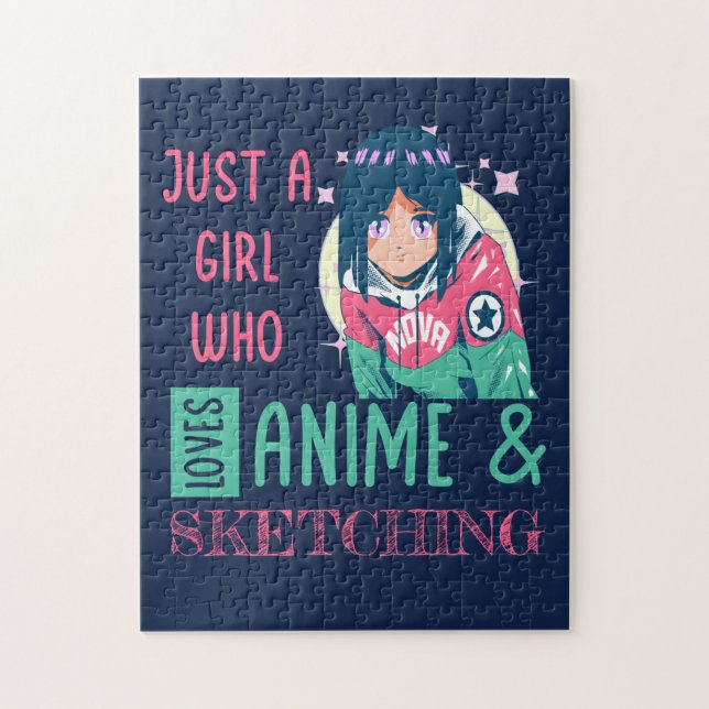 Quebra-cabeça Apenas uma garota que ama animação e esboço (Vertical)