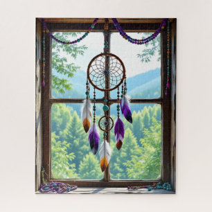 Quebra-cabeça Apoanhador de Sonhos na Janela Arte Boho
