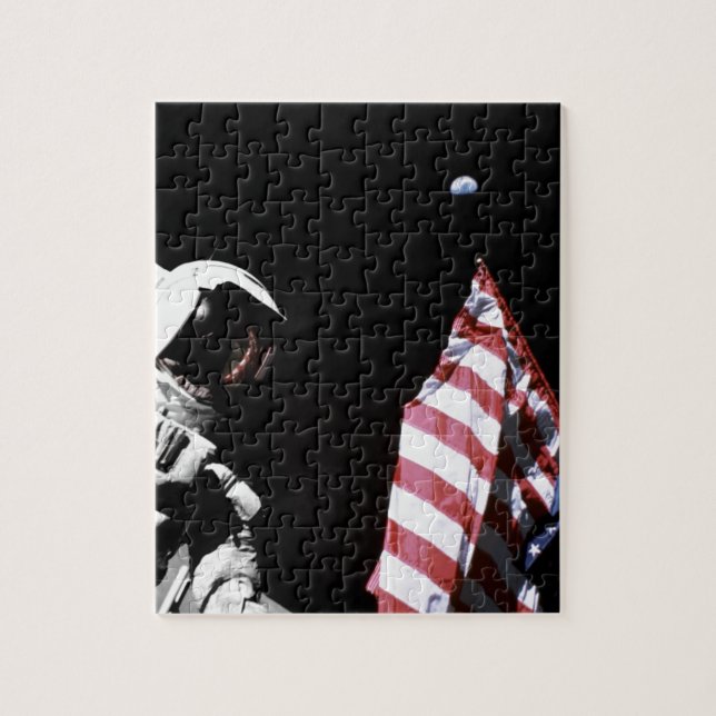 Quebra-cabeça Apollo 17 Astronauta Flag Earth Foto (Vertical)