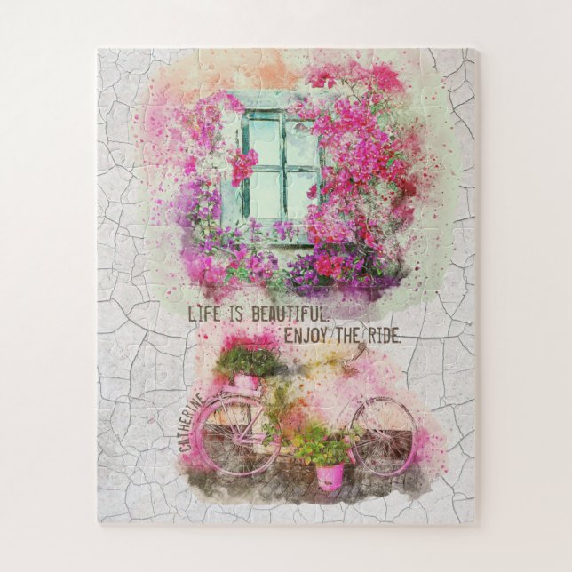 Quebra-cabeça Aproveite o passeio | Bicicleta De Aquarela Com Fl (Vertical)