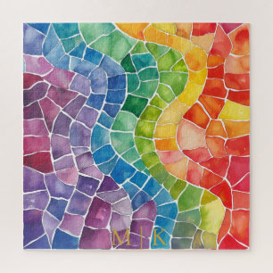 Quebra-cabeça Aquarela Arco Arco-Íris Vidro Estampado