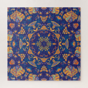 Quebra-cabeça Aquarela Caleidoscópio Mandala Design Oriental.