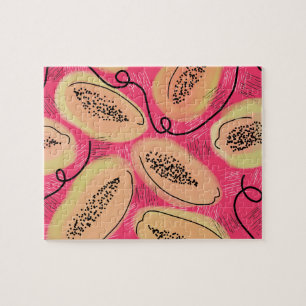 Quebra-cabeça Aquarela Colorida em Guache de Papaya Arte Abstrat