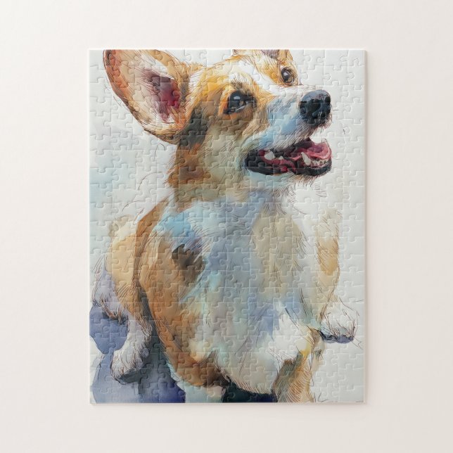 Quebra-cabeça aquarela de corgi pembroke galês (Vertical)