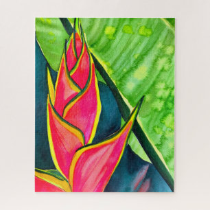 Quebra-cabeça Aquarela heliconia flor tropical